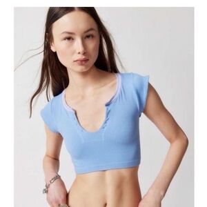 Blue and Pink Urban Outfitters Go for the Gold Crop Top